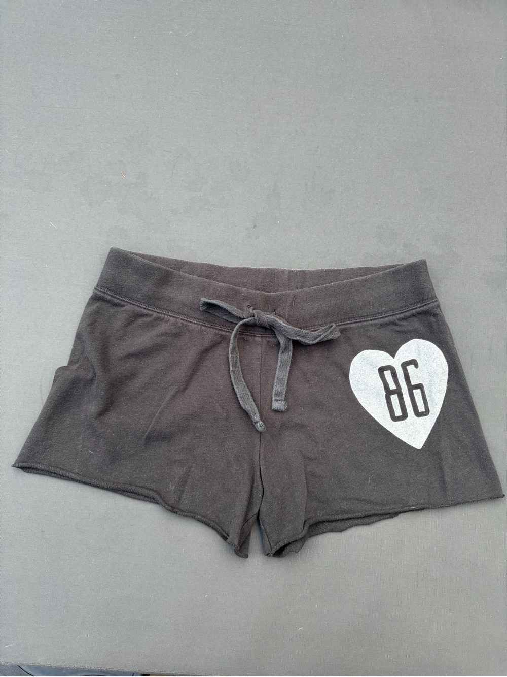 PINK Victoria's Secret Black Athletic Shorts with White Heart '86